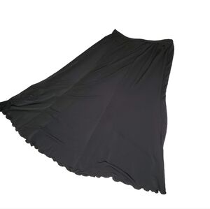 Simonton Says Black Maxi Skirt, Scallope Long Skirt Size L A-line, Balletcore